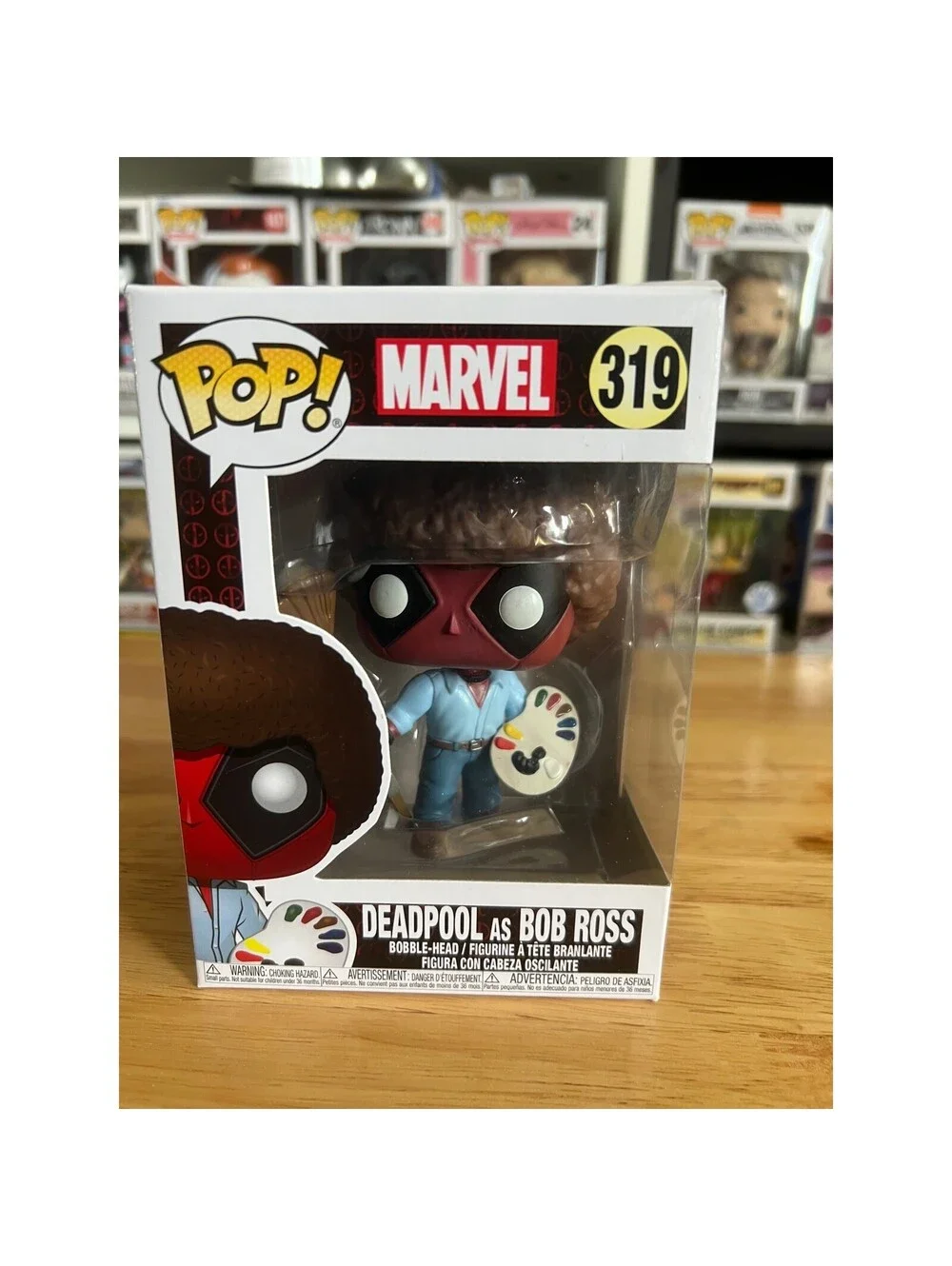 VAULTED Deadpool as Bob Ross Funko Pop Bobblehead #319 Marvel Comics X-Men Books